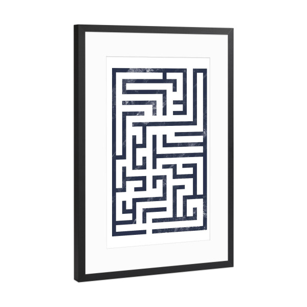 Poster mit Rahmen Schwarz (Metallic) "Labirinth" artboxONE - Abstrakt,Schwarzweiß - Maze,Geometry