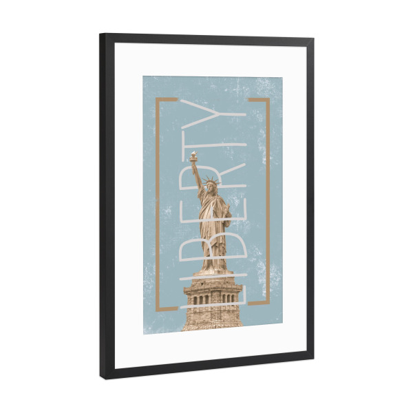 Poster mit Rahmen Schwarz (Metallic) "Liberty Green" artboxONE - Städte / New York - Liberty,Statue,New york,Usa