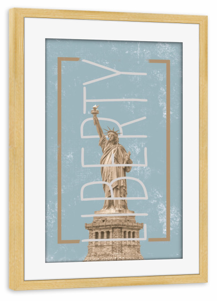 Poster mit Rahmen kiefer "Liberty Green" artboxONE - Städte / New York - Liberty,Statue,New york,Usa