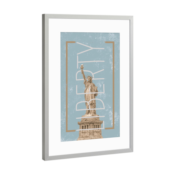 Poster mit Rahmen Silber "Liberty Green" artboxONE - Städte / New York - Liberty,Statue,New york,Usa