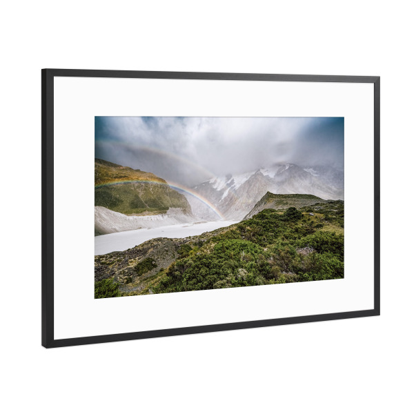 Poster mit Rahmen Schwarz (Metallic) "Mount Cook Nationalpark" artboxONE - Natur,Reise - Natur,Landschaft,Wolken,Mystisch