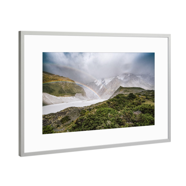Poster mit Rahmen Silber "Mount Cook Nationalpark" artboxONE - Natur,Reise - Natur,Landschaft,Wolken,Mystisch