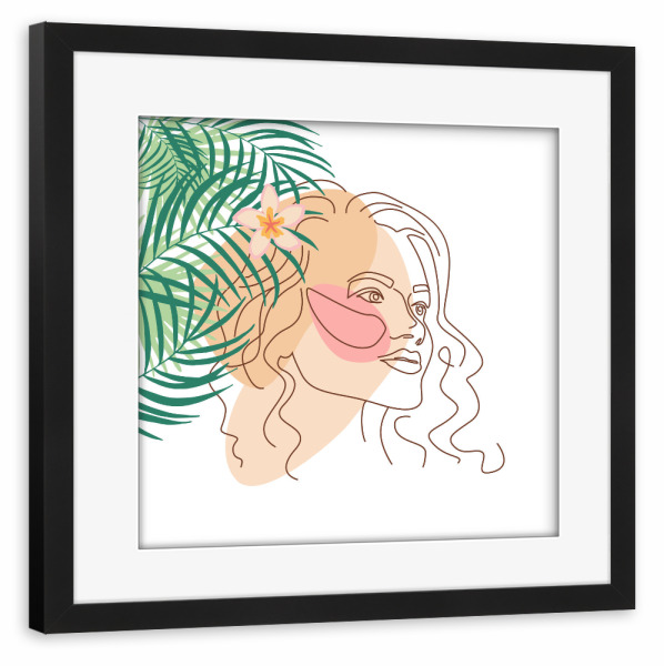 Poster mit Rahmen schwarz "Aloha Summer Girl" artboxONE - Floral,Abstrakt,Menschen - Frau,Silhouette,Abstrakt