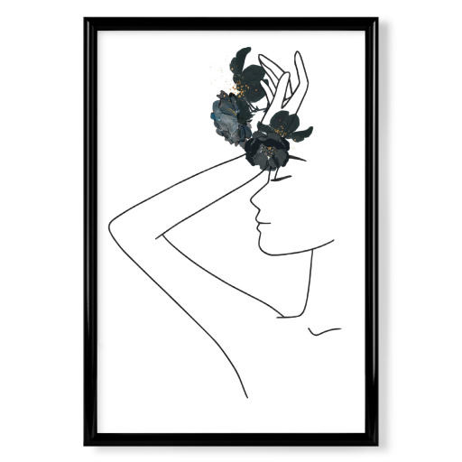 Minimal Line Art Woman with Flower