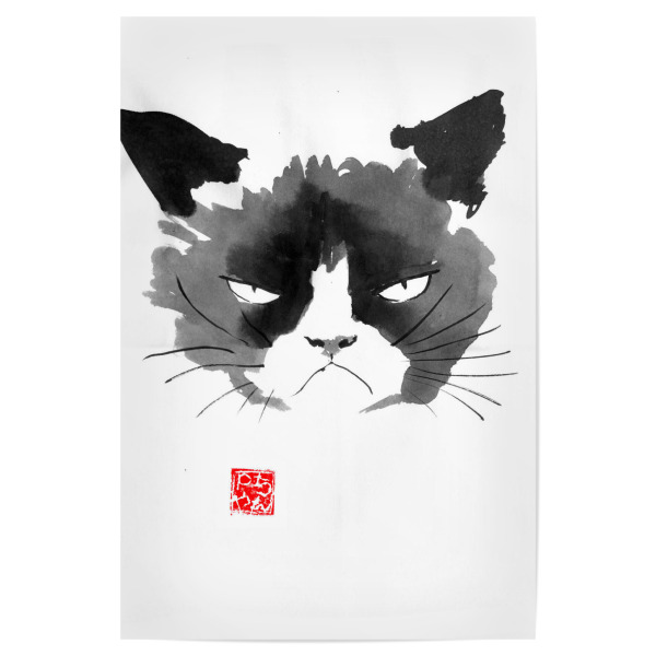 Poster 30x20 cm "Grumpy cat" artboxONE - Tiere,Schwarzweiß - Cat,Sumie,Sumi-e,Grumpy