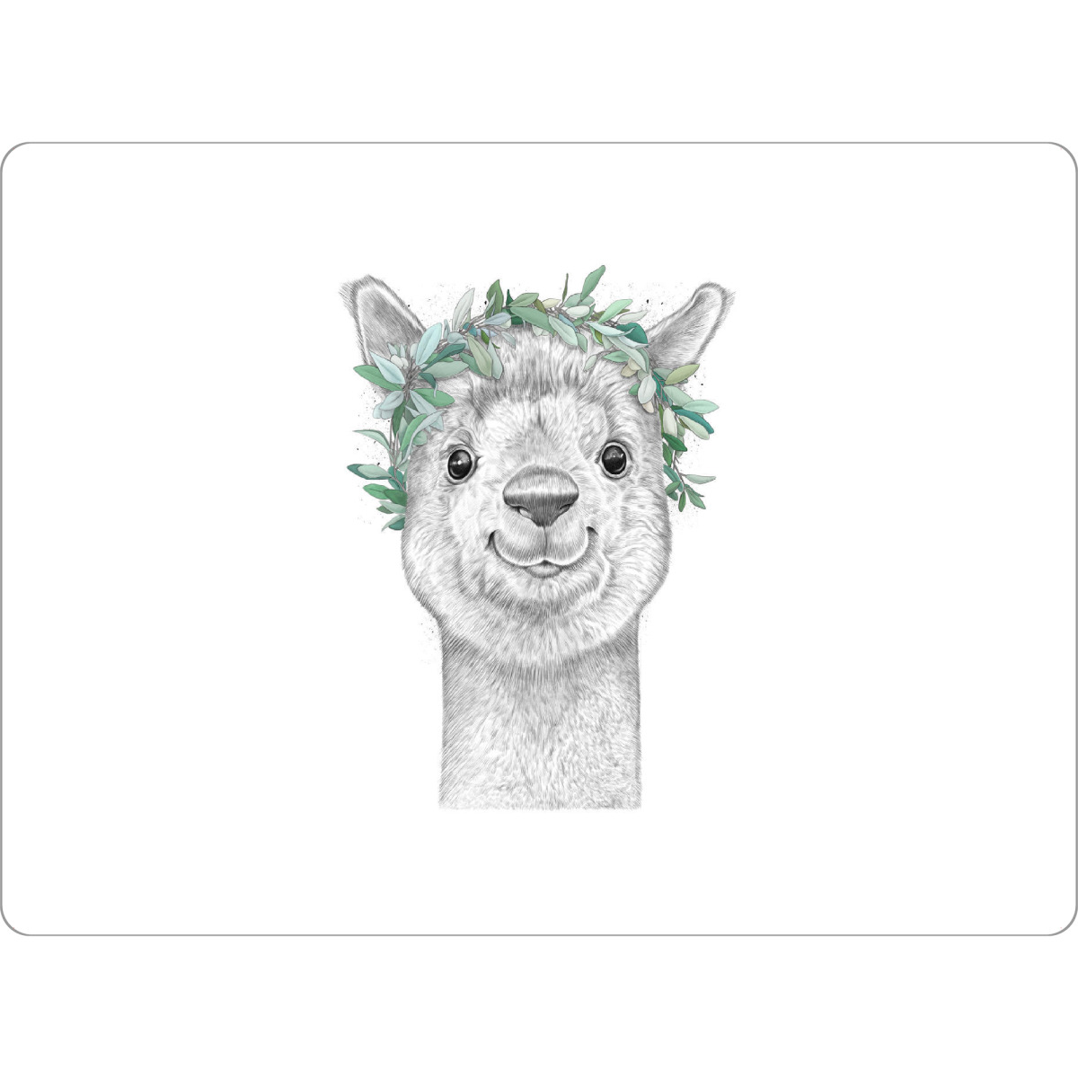 Tischset "Alpaca with wreath" artboxONE - Tiere,Schwarzweiß - Alpaca,Lama - Bild alpaca