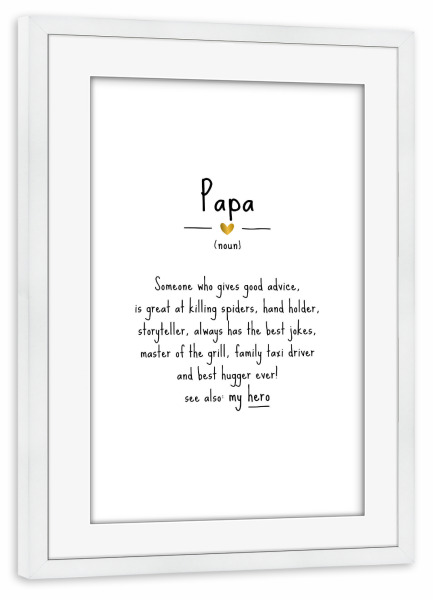 Poster mit Rahmen weiß "Papa | Definition" artboxONE - Typografie,Schwarzweiß,Liebe,Weihnachten,Für Papa