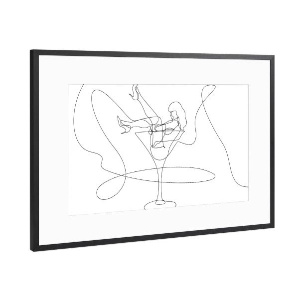 Poster mit Rahmen Schwarz (Metallic) "Woman in Cup" artboxONE - Menschen,Schwarzweiß,Fashion
