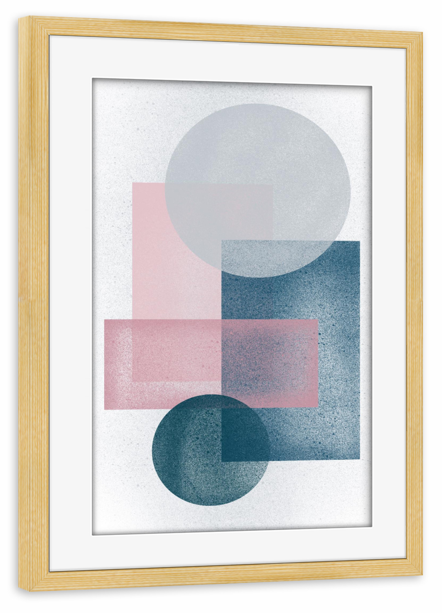 Poster mit Rahmen kiefer "Pink Grey Green" artboxONE - Abstrakt,Geometrie - Abstract,Minimal,Scandinavian,Geometry,Circle,Rectangular