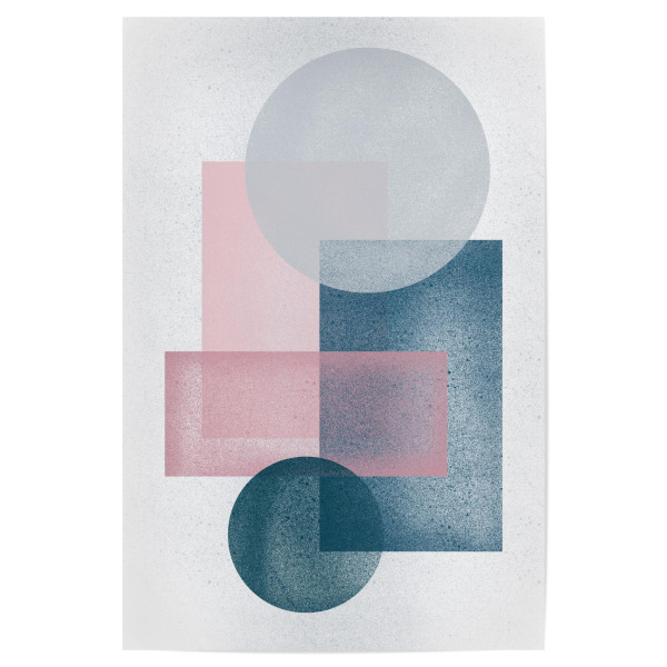 Poster 30x20 cm "Pink Grey Green" artboxONE - Abstrakt,Geometrie - Abstract,Minimal,Scandinavian,Geometry,Circle,Rectangular