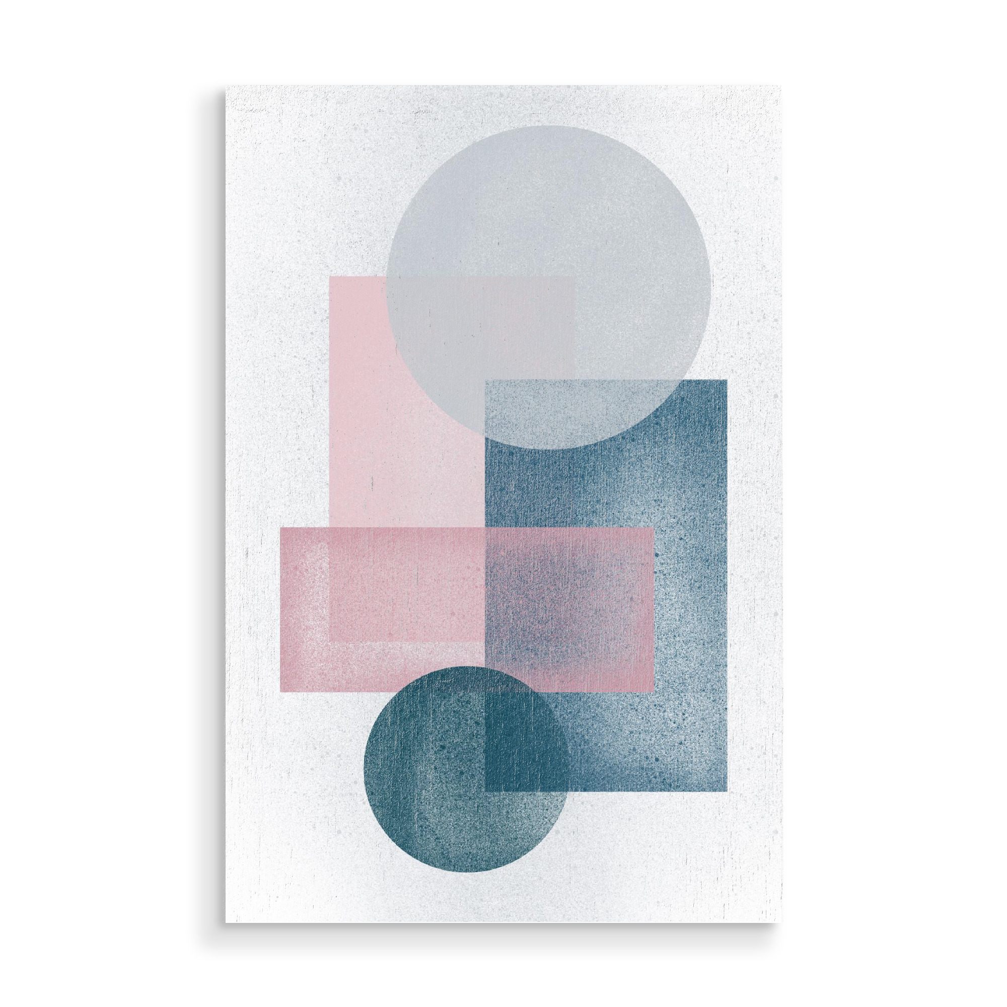 Holzbild "Pink Grey Green" artboxONE - Abstrakt,Geometrie - Abstract,Minimal,Scandinavian,Geometry,Circle,Rectangular
