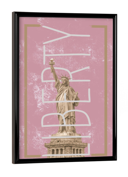 Poster mit schwarzem Rahmen "Liberty Pink" artboxONE - Städte / New York - Statue,Pink,New york,Usa