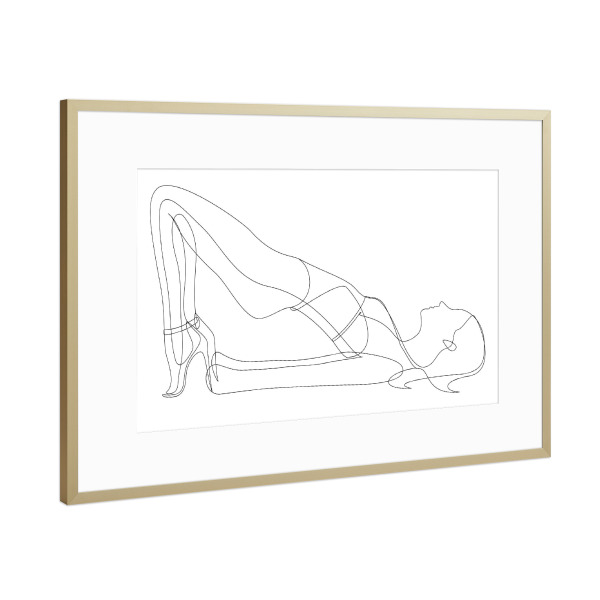 Poster mit Rahmen Gold "Woman in Swimsuit" artboxONE - Menschen,Schwarzweiß,Fashion - Woman,Girl,Oneline,Line art