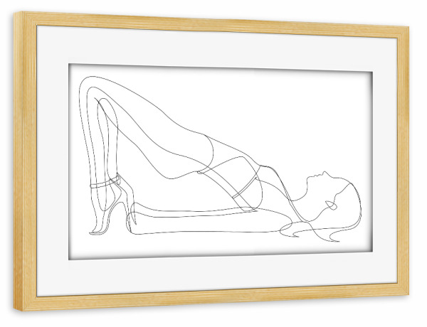 Poster mit Rahmen kiefer "Woman in Swimsuit" artboxONE - Menschen,Schwarzweiß,Fashion - Woman,Girl,Oneline,Line art