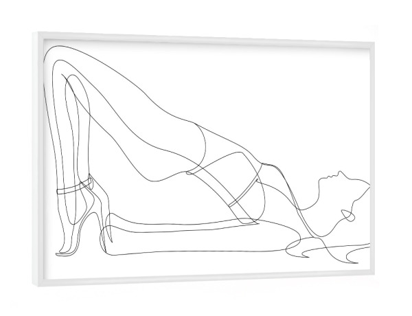 Poster mit weißem Rahmen "Woman in Swimsuit" artboxONE - Menschen,Schwarzweiß,Fashion - Woman,Girl,Oneline,Line art