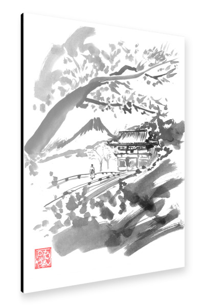 Alu-Dibond "Geisha and temple" 30x20 cm artboxONE