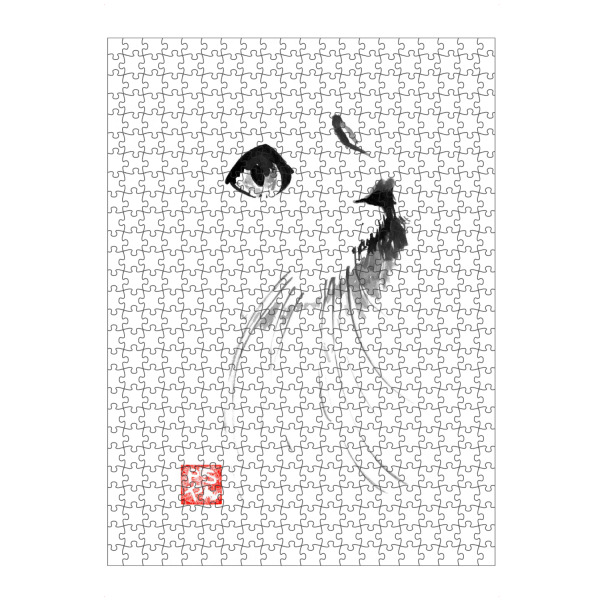 Puzzle Ravensburger "Cat face in white" artboxONE - Tiere,Schwarzweiß - Cat,Katze,Chat,Neko,Sumie,Japan - Bild cat