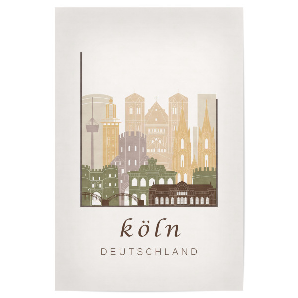 Poster "Cologne skyline rustic" artboxONE - Städte / Köln,Kartografie - Cologne,Köln,Koln,Germany,Deutschland,Skyline,Cityscape,Travel