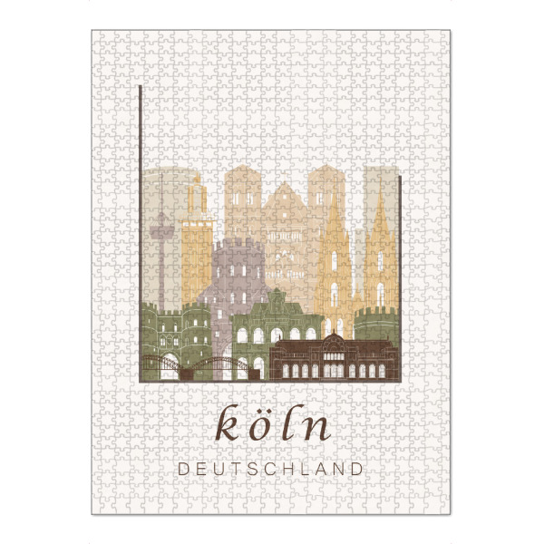 Puzzle Ravensburger "Cologne skyline rustic" artboxONE - Städte / Köln,Kartografie - Cologne,Köln,Koln,Germany,Deutschland,Skyline,Cityscape,Travel