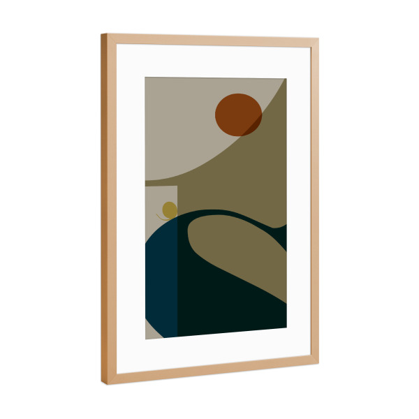 Poster mit Rahmen Kupfer "Typo 1 blue beige" artboxONE - Abstrakt