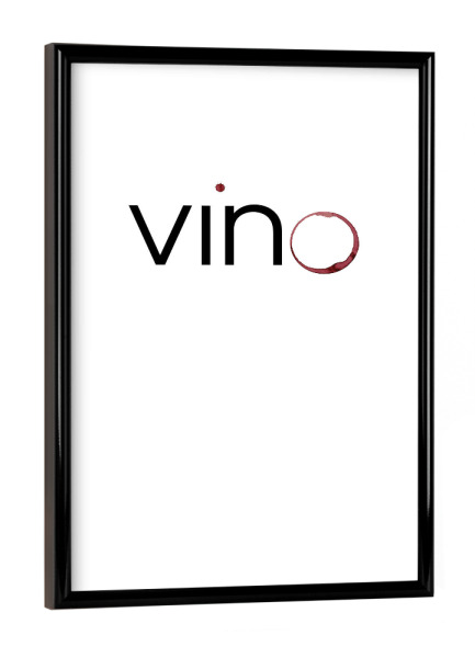 Poster mit schwarzem Rahmen "Just vino" artboxONE - Typografie,Essen & Trinken,Schwarzweiß,Essen & Trinken / Alkohol
