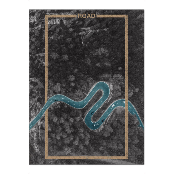 Puzzle Ravensburger "Road from above" artboxONE - Natur,Reise,Automobile - Road,Cars,Travel,Collage,Way,Country,Wood,Gold,Grey,Minimal - Bild road