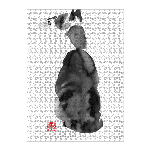 Puzzle Ravensburger "Cat's back" artboxONE - Tiere,Schwarzweiß - Cat,Chat,Neko,Katze,Sumie - Bild cat
