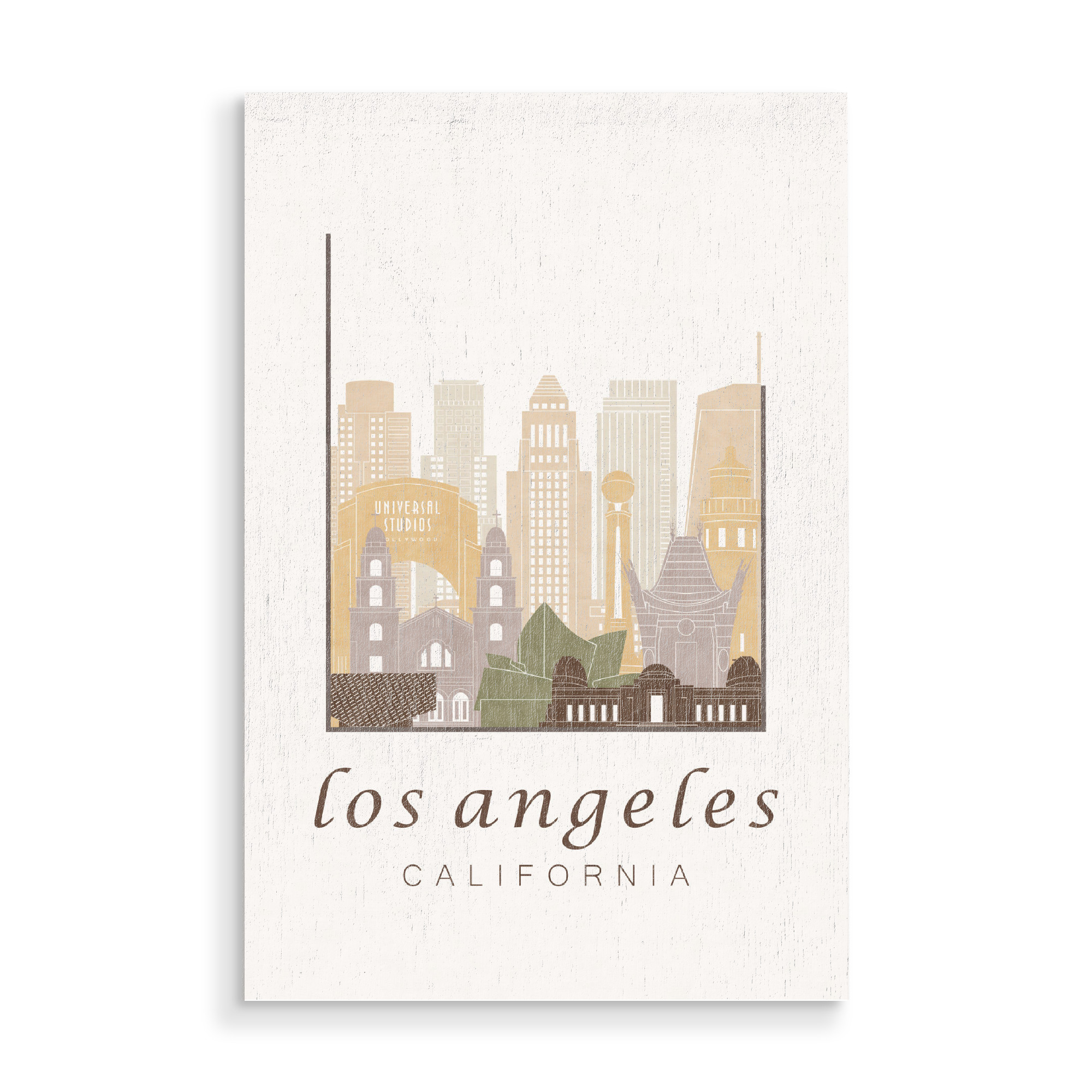 Holzbild "Los Angeles skyline, rustic" artboxONE - Städte / Los Angeles,Kartografie