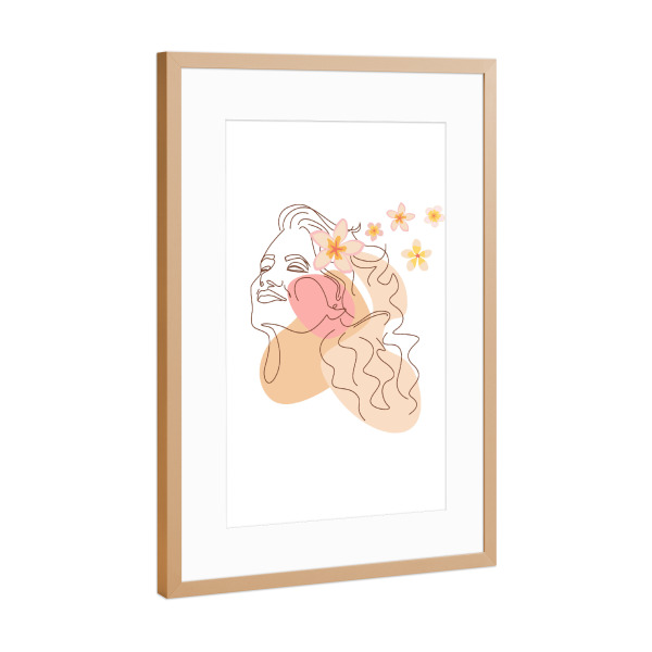 Poster mit Rahmen Kupfer "Aloha Flower Girl" artboxONE - Floral,Fashion - Silhouette,Frau,Abstrakt