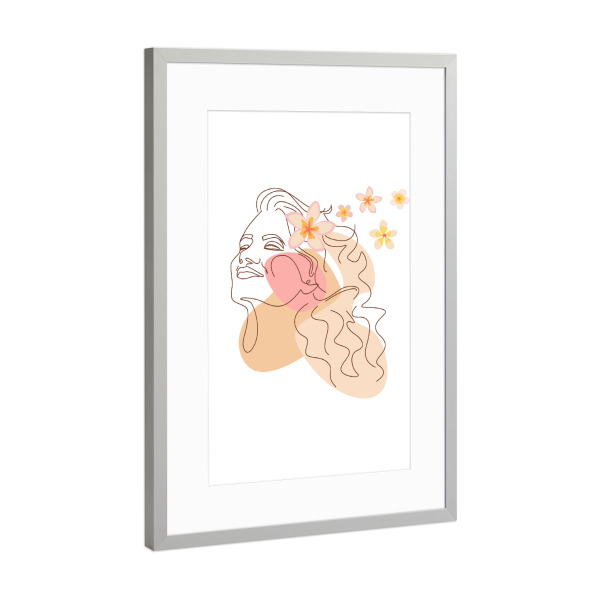 Poster mit Rahmen Silber "Aloha Flower Girl" artboxONE - Floral,Fashion - Silhouette,Frau,Abstrakt