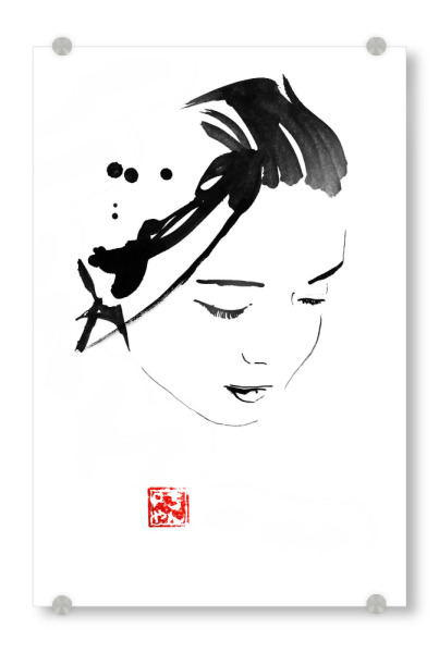 Acrylglasbild "Chinese face" artboxONE - Menschen,Schwarzweiß - China,Japan,Sumie,Hair