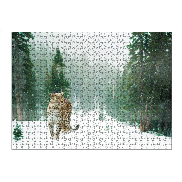 Puzzle Ravensburger "Persischer Leopard" artboxONE - Tiere - Persischer leopard,Wald,Tierwelt,Schnee,Leopard - Bild persischer leopard