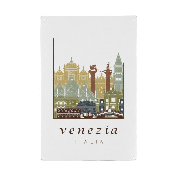 Holzbild "Venice skyline light brown" artboxONE - Städte / Venedig - Venice,Venezia,Venedig,Italy,Italia,Italien,Skyline,Cityscape,Travel