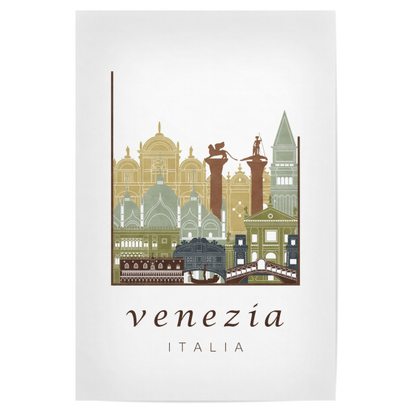 Poster 30x20 cm "Venice skyline light brown" artboxONE - Städte / Venedig - Venice,Venezia,Venedig,Italy,Italia,Italien,Skyline,Cityscape,Travel