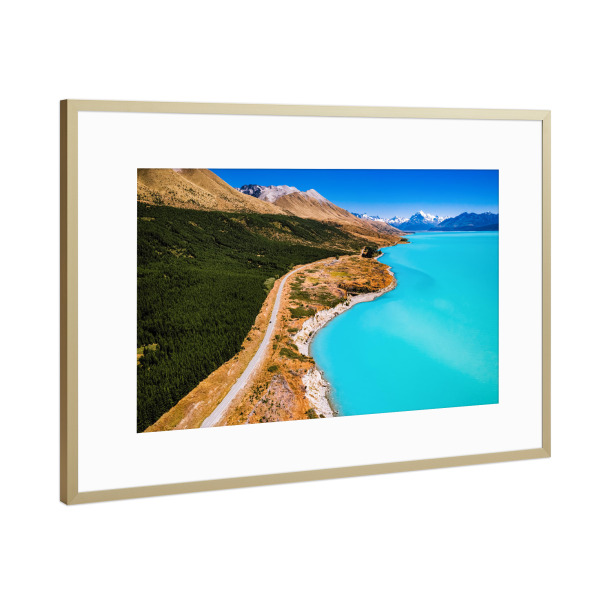 Poster mit Rahmen Gold "Lake Pukaki" artboxONE - Natur,Reise