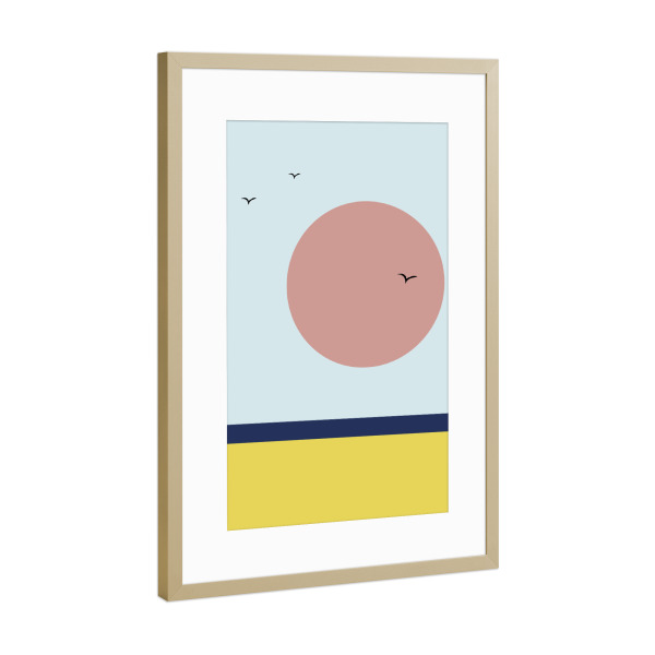 Poster mit Rahmen Gold "Sonnenuntergang am Strand" artboxONE - Abstrakt,Reise / Strand und Meer