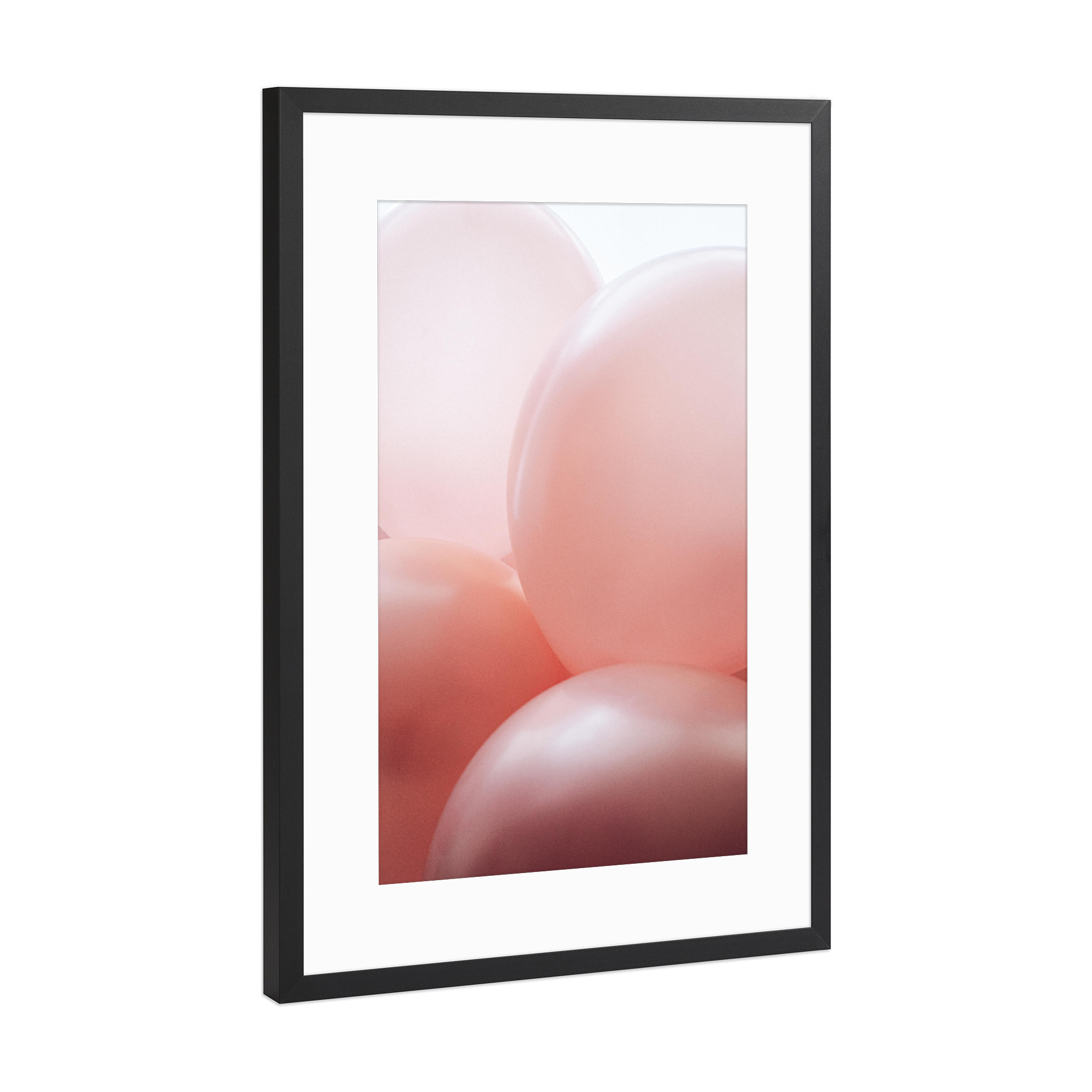 Poster mit Rahmen Schwarz (Metallic) "Rosy Balloons" artboxONE - Abstrakt - Ballons,Luftballons,Rosé,Rosa,Romantik,Soft