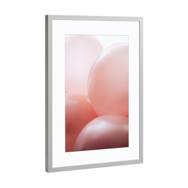 Poster mit Rahmen Silber "Rosy Balloons" artboxONE - Abstrakt - Ballons,Luftballons,Rosé,Rosa,Romantik,Soft
