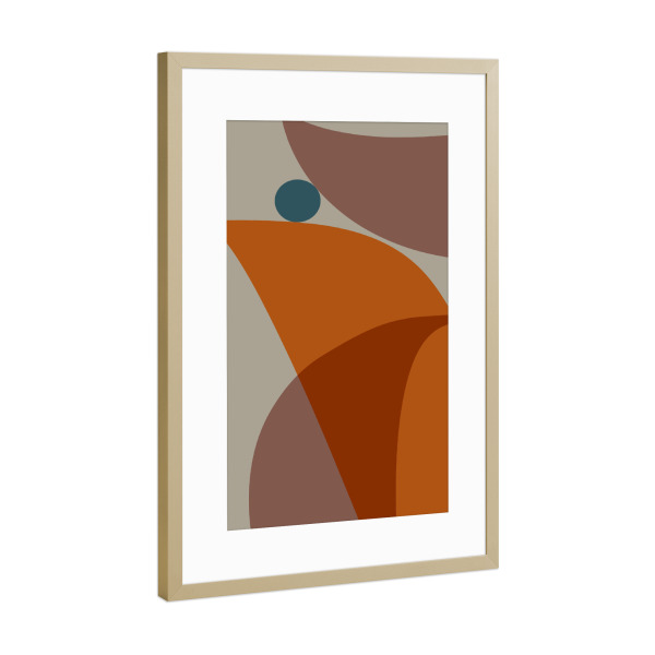 Poster mit Rahmen Gold "Typo 4 orange beige" artboxONE - Abstrakt,Geometrie