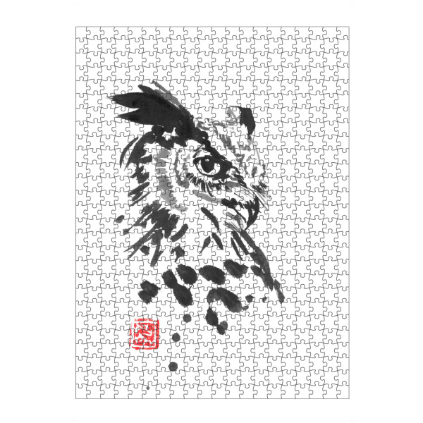 Puzzle Ravensburger "Owl face" artboxONE - Tiere,Schwarzweiß - Owl,Bird,Sumie,Japan - Bild owl