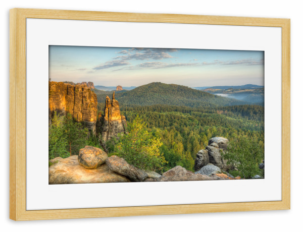 Poster mit Rahmen kiefer "Brosinnadel Sächsische Schweiz" artboxONE - Natur - Sächsische schweiz,Felsen