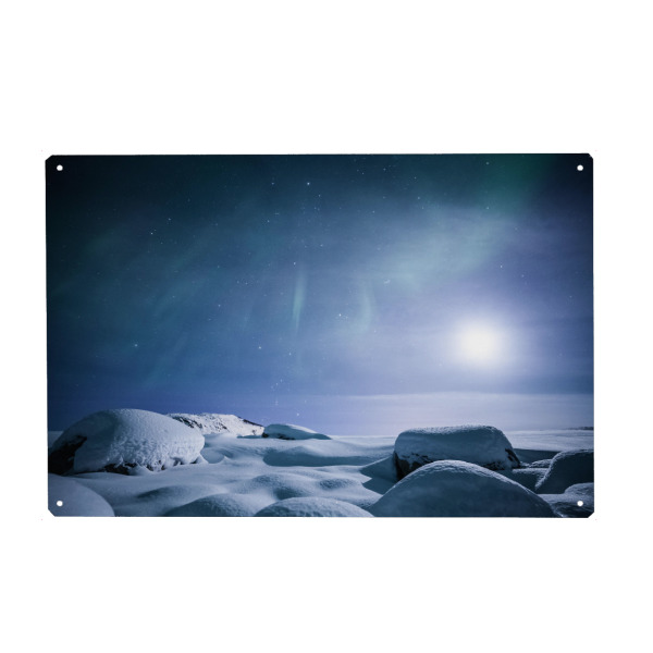 Holzbild "Cold night" artboxONE - Natur - Nordlicht,Polarlicht,Arktis,Landschaft,Himmel