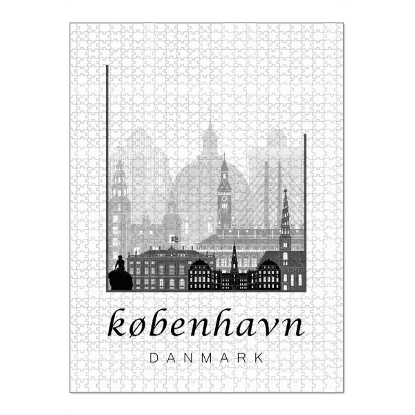 Puzzle Ravensburger "Copenhagen skyline black & white" artboxONE - Schwarzweiß,Städte / København,Kartografie