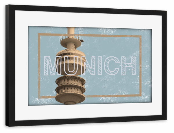 Poster mit Rahmen schwarz "Munich Green" artboxONE - Städte / München,Typografie,Reise,Architektur