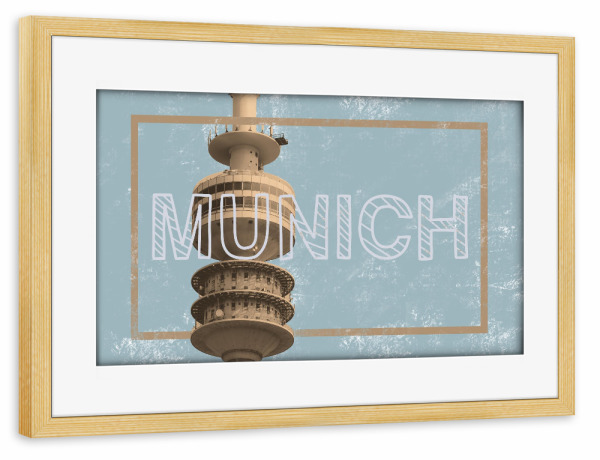 Poster mit Rahmen kiefer "Munich Green" artboxONE - Städte / München,Typografie,Reise,Architektur