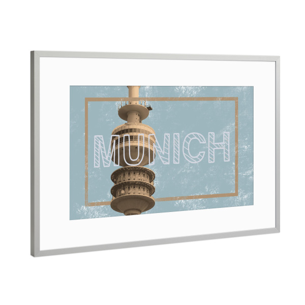 Poster mit Rahmen Silber "Munich Green" artboxONE - Städte / München,Typografie,Reise,Architektur