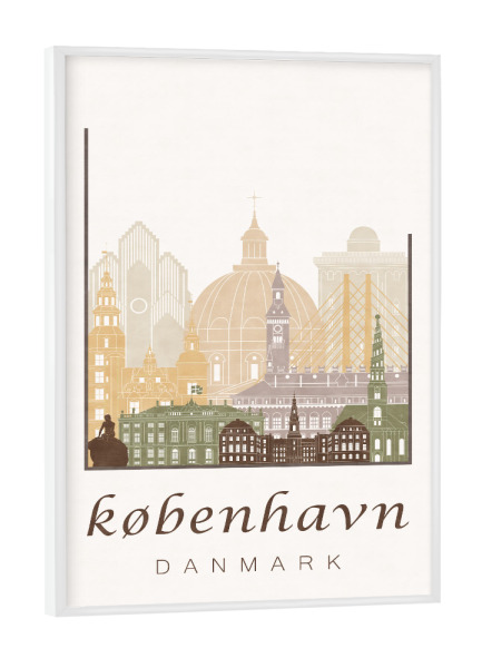 Poster mit weißem Rahmen "Copenhagen skyline, rustic" artboxONE - Städte / København,Kartografie