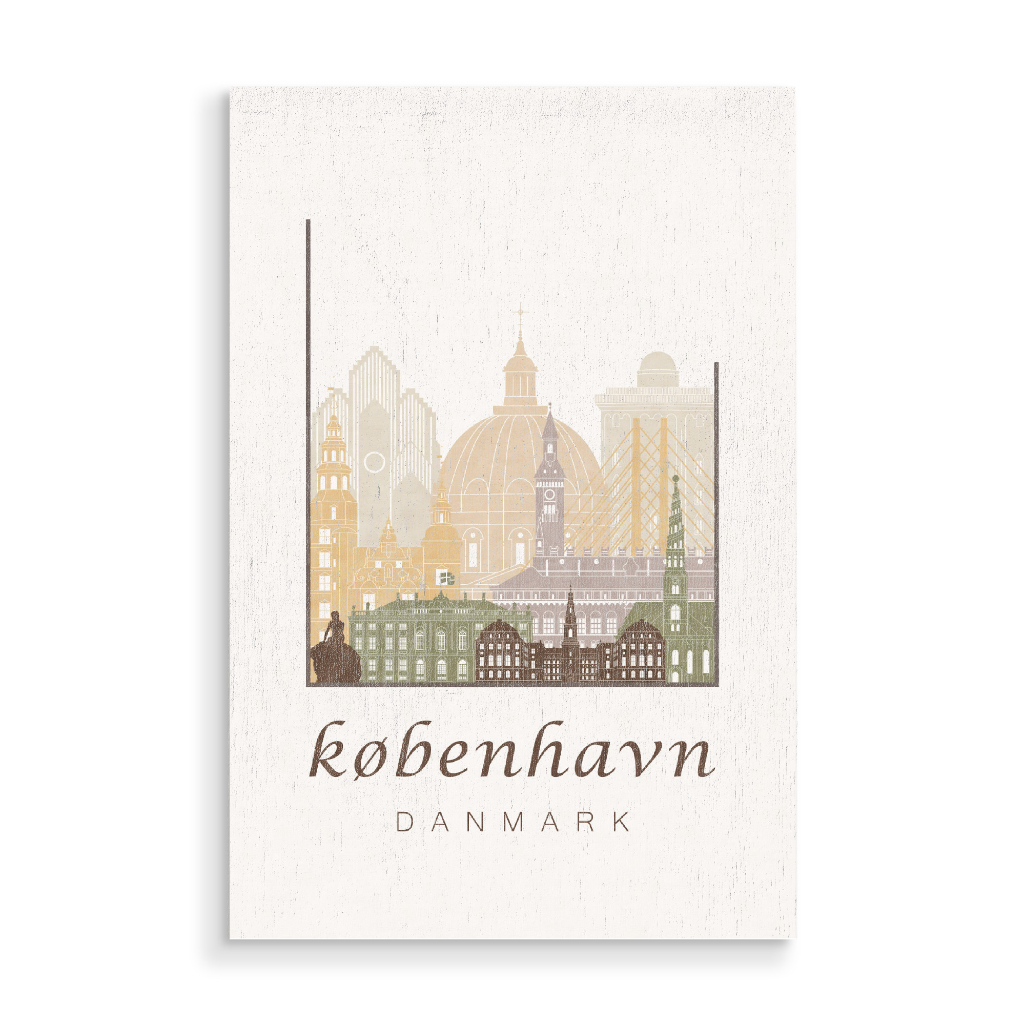 Holzbild "Copenhagen skyline, rustic" artboxONE - Städte / København,Kartografie