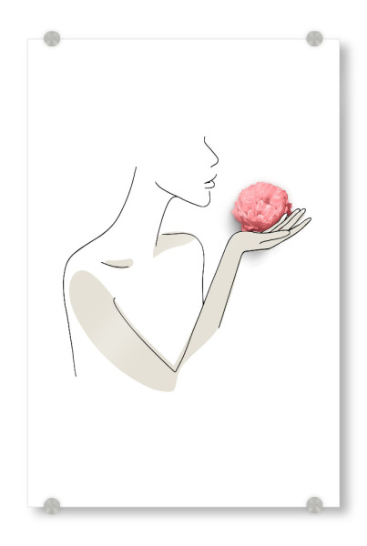 Acrylglasbild "Minimal Line Art Woman and Rose" artboxONE - Floral,Schwarzweiß,Fashion,Für Mama - Blumen,Silhouette,Frau