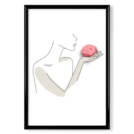 Minimal Line Art Woman and Rose